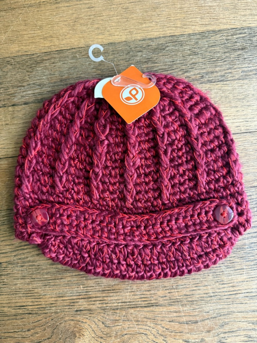 Pistil Red Knit Button Brim Beanie Hat NEW